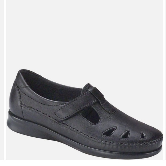 SAS Roamer black leather Velcro closure leather Mary Janes USA made size 8.5 - Picture 1 of 10